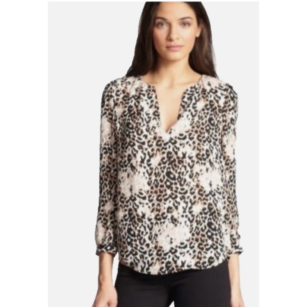 Joie Pearline Silk Leopard Blouse M Wild Chic Boho Parisian Top Mobwife Glam